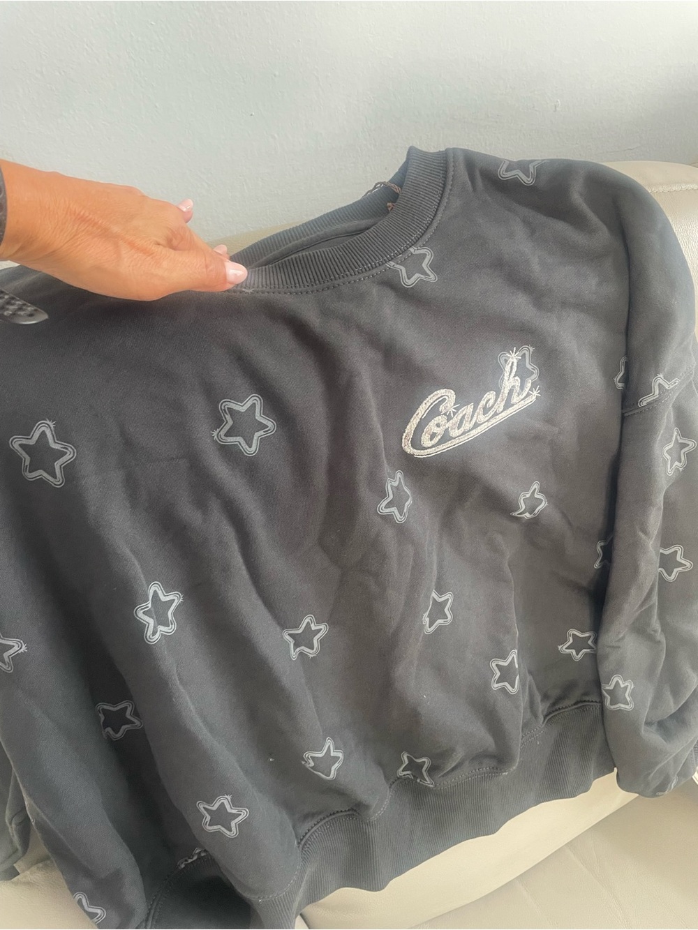 Coach Charcoal Gray Sweatshirt with Silver Star Outline Print
